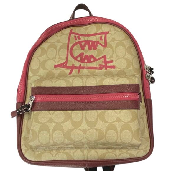 NWOT COACH Vale Medium Charlie Backpack Signature Canvas With Rexy By Guang Yu - Picture 1 of 8